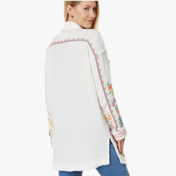 NWT Johnny Was Embroidered Toyah White Cotton Gauze Blouse S $295 - Picture 6 of 7